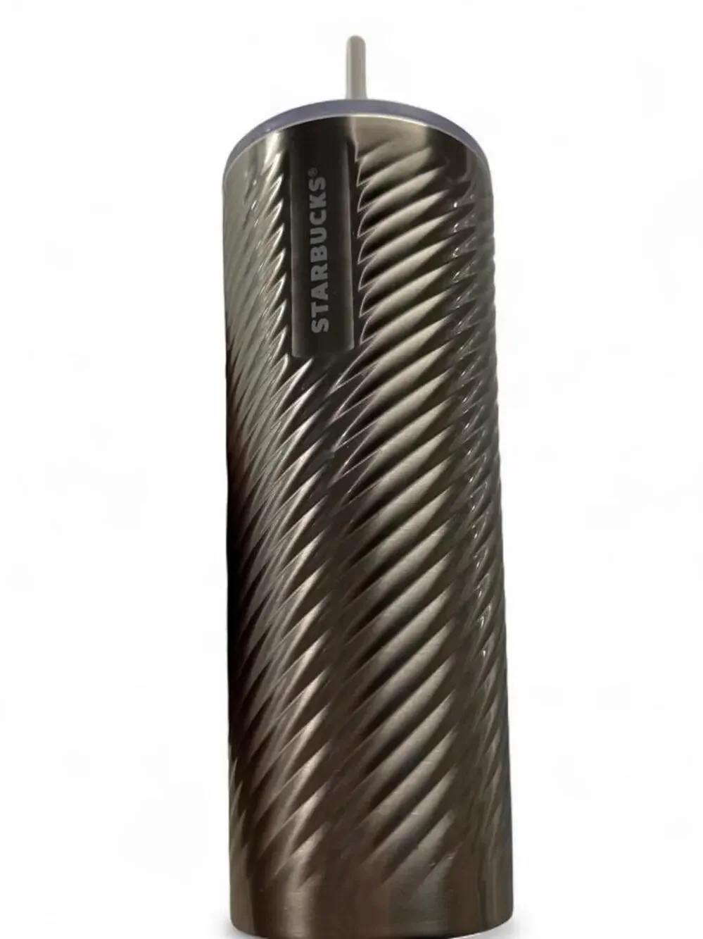 Starbucks Stainless Steel Silver Twisted Swirl Textured 24oz Travel Tumbler